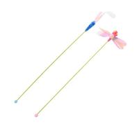Abaodam Cat Teaser Stick Random Color 2pcs Kitten Interactive Plastic Artificial Plume Pet Accessories Protects Fingers from Claws for Cats and Kittens