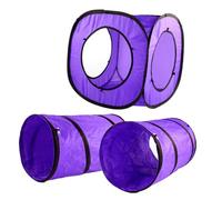 Abaodam Cat Tunnel and Tube Toy Set Double-channel Foldable Interactive Kitten Tunnel with Square Storage Section Sturdy Indoor Play for Pet Cats