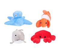 Abaodam Catnip Cat Chew Toys 4Pcs Crab Shark Fish Shaped Plush Bite Resistant Teeth Grinding Toy for Kitten Cat Exercise