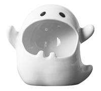 Abaodam Ceramic Ashtray Ghost Design White Decorative Ash Holder for Living Room and Tea Table Creative Halloween and Gothic Home Office Ashtray and Key Tray Novelty Gifts for Men and
