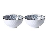 Abaodam Ceramic Bowl Set with Honeycomb Pattern Japanese Style 2pcs
