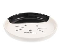 Abaodam Ceramic Cat Feeding Bowl Shallow Wide Rim Whisker Friendly Reusable Pet Dish for Flat Face Breeds Black