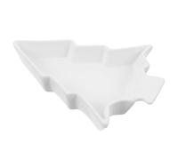 Abaodam Ceramic Christmas Tree Serving Tray Nordic Style White Platter for Holding Snacks and Appetizers for Christmas Buffet and Holiday Entertaining