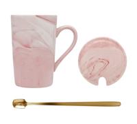 Abaodam Ceramic Coffee Cup Mug with Spoon 12 Oz Ceramic with Stainless Steel Spoon and Lid Anti-Skid Handle Simple Appearance Design Suitable for Office Tea Time with Friends and Family