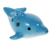 Abaodam Ceramic Dolphin Ocarina 6-hole Alto c Key Small Musical Instrument for Kids Beginners Children’s Practice Toy Light Blue with Curved Tail