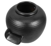 Abaodam Ceramic Fountain Jar with U Shaped Spout for Fish Tank and Hydroponic Plants, Black Open Top Design for Tabletop Landscape Decor and Water Feature, Versatile Use with Aesthetic