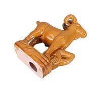 Abaodam Ceramic Goat Figurine with Fortune Coin for 2027 Chinese New Year, Sturdy and Stable Tabletop Feng Shui Ornament, Traditional Rounded Sheep Sculpture for Home Office Decoration