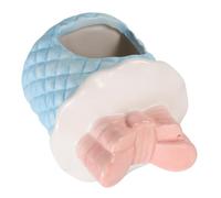 Abaodam Ceramic Hamster Cooling House Bow Blue Mini Nest Hideout for Small Pets Summer Heat Relief Bed for Dwarf and Hamsters