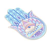 Abaodam Ceramic Jewelry Display Dish in Turkish Hand Shape with Devil's Eye Print, Elegant and Fashionable Desktop Storage Tray for Coins, Small Items, and Decorative Home Use