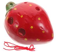 Abaodam Ceramic Ocarina - Strawberry Shaped 6-Hole Beginner Practice Wind Instrument for Children Students Lightweight Educational Musical Instrument for Home Schooling and Music Lessons
