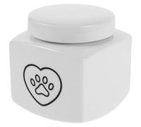 Abaodam Ceramic Pet Ashes Urn 500ml Small Memorial Box for Dog and Cat with Black Heart Paw Print, Keepsake Funeral Container for Pet Loss Remembrance