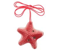 Abaodam Ceramic Six-hole Ocarina in C Key Ocean Star Design Beginner Wind Flute for Students Portable Traditional Chinese Music Instrument for Education and Outdoor Use Bright Red Glaze