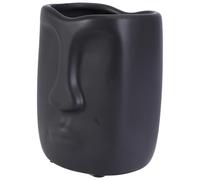 Abaodam Ceramic Succulent Flower Pot Human Face Black Small Decorative Vase for Table Centerpiece and Indoor Plant Arrangement