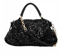 Abaodam Chic Black Sequin Crossbody Bag for Women, Shoulder Sling Handbag with Portable Design, Large Capacity Fashionable ’ Tote for Everyday Use