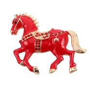 Abaodam Chinese 2026 Zodiac Horse Brooch 5 Pcs Elegant Rhinestone Design Vintage Style Alloy Enamel Pin with Dazzling Rhinestone Pins and Luxurious Touch for Formal Gatherings and Evening
