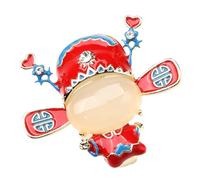 Abaodam Chinese Style Adorable Number One Scholar Figurine Brooch Pin for Women with Safe Locking Closure, Retro Decorative Lapel Pin Suitable for Party and Formal Wear