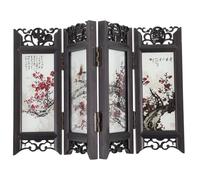 Abaodam Chinese Traditional Mini Folding Screen Panel Decorative Desktop Divider Solid Small Screen Partition Model for Dollhouse Accessories and Office Privacy