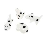 Abaodam Chopsticks Rest 4Pcs Little Dog Ceramic Table Decor Black White for Home and Restaurant Use