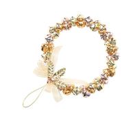 Abaodam Christmas Bell Wreath Iron Door Decoration Golden Holiday Floral Pendant for Home Party Supply