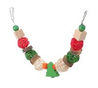 Abaodam Christmas Bird Cage Hanging for Parrots and Budgies, Apple Wood Chewing Colorful Beads and Swing, Bird Cage Accessory for Parakeet and Cockatiel Shredding and Biting