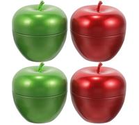 Abaodam Christmas Cookie Tins: 4Pcs Metal Tea Canister Apple Shaped Tinplate Candy Box Tin Cookie Candy Jar Food Container Sugar Tea Coffee Canister Jar Red Green