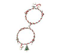 Abaodam Christmas Heart Magnet Woven Couples Bracelets Set, Matching His and Her Friendship String Bracelets for Men and Women, Christmas Elements Jewelry for Couples and Best Friends