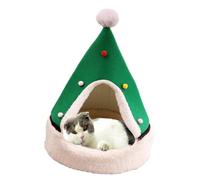 Abaodam Christmas Tree Shaped Pet Bed Warm Enclosed Nest for Cats Winter Closed Cat House Random Color Random Style
