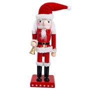 Abaodam Christmas Wooden Nutcracker Santa Figure 25cm Bell Reusable Home Ornament Handmade Christmas Wood Puppet for Tabletop
