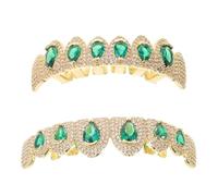 Abaodam Chunky Rhinestone Grill Teeth for Men Women Gothic Hip Hop Fangs Vampire Cosplay Costume Top Bottom Tooth Caps Party Jewelry Accessories