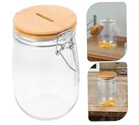 Abaodam Clear Glass Piggy Bank Money Saving Jar with Secure Coin Slot Large Capacity Mason Glass Money Box for Cash and Coins Transparent Compact Savings Bank for Home and Office