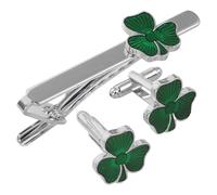 Abaodam Clover Versatile Hold, Accessory Alloy with Secure and Material Elegant Cufflinks Tie Clip Set for Stylish Shirt Suit Accessories Men Daily Wear and Special Occasions