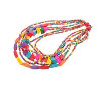 Abaodam Coconut Shell Necklace for Women Colorful Multilayer Beaded Boho Statement Jewelry Chunky Ethnic Layered Fashion Accessory Funky African Style for Shirts and Outfits