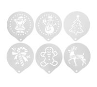 Abaodam Coffee Decorating Stencils 6Pcs Stainless Steel Hanging Hole for Space Saving Latte Art Templates for Coffee Shops and Home Use