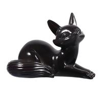 Abaodam Color Changing Resin Desktop Fox-shaped Ornament for Tea Lover's Collection, Sturdy Black Resin Craft with Adorable Cartoon Design, Home Decoration Accent