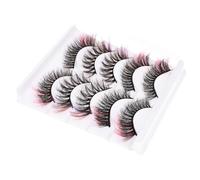 Abaodam Colored False Eyelashes Multi-layer Dense Cross Design for Women 5 Pairs Assorted Color Cosplay Imitation Material, for Christmas and Valentine's Day Lash Extension Supplies