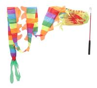 Abaodam Colorful Chinese Festival Ribbon Streamer with Lightweight Handle for Gymnastics Rhythmic Dance Circus Skills and Exercise Training Long Colorful Striped Cloth Random Color