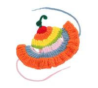 Abaodam Colorful Knitted Cat Hat with Ear Holes Soft Handmade Pet Party Beanie for Halloween Birthday Festive Outfits Comfortable Warm Headwear for Cats