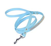 Abaodam Colorful Rhinestone Studded PU Leather Dog Leash Stylish Walking Leash for Dogs Sparkly Design for Training Jogging Leisure Activities Blue
