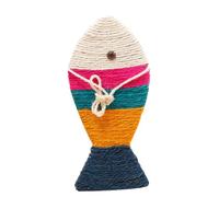 Abaodam Colorful Striped Sisal Flat Fish Shaped Cat Scratching Pad for Indoor Cats Simulation Plaything Lounge to Satisfy Scratching Instinct Protect Furniture and Keep Kittens Entertained