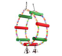 Abaodam Colorful Wooden Ferris Wheel Chewing for Parrots Natural Bird with Bell Interactive Beak Repair Swing for Cage Play and Healthy Beak Maintenance