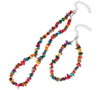 Abaodam Colourful Natural Stone Necklace and Bracelet Set for Women Featuring Sturdy Materials and Suitable for Bohemian Style Occasions