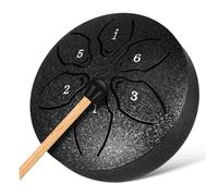 Abaodam Compact Black Rain Drum outside Garden with 6 Notes Steel Titanium Alloy Tongue Drum, Easy to Learn Hand Percussion Instrument for Relaxation and Yoga with Bag and Mallets