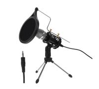 Abaodam Condenser Microphone Kit with Tripod Stand and Pop Filter for Pc and Mobile Black for Live Streaming Recording and Karaoke
