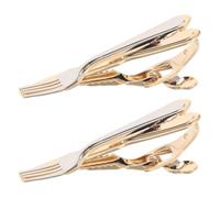 Abaodam Copper Cutlery Shape Tie Clips for Men 2PCS - Durable Fashion Metal Tie Bar with Unique Fork & Knife Design, Easy to Use for Business, Wedding, Professional Suit Accessories
