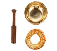 Abaodam Copper Meditation Bowl Tibetan Style Therapeutic Singing Bowl Set with Striker Cushion Calming Effect Create Deep Tones for Traveling and Vacationing