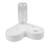 Abaodam Corner Shape Double Dog Feeder with Automatic Water Dispenser Bottle Anti-slip Plastic Pet Food Bowl for Cats and Dogs Detachable Nozzle Compatible with Beverage Bottles Pet