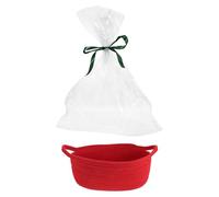 Abaodam Cotton Rope Organizer Basket for Party Lightweight Easy to Dismantle Unique Red Basket Design with Ribbon and Cellophane Wrap Set -Ready for Babies