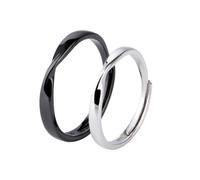 Abaodam Couple Rings Fashion Engagement Accessories Adjustable Open Band Pure Silver 2pcs Creative Design for Women and Men Wedding Party or Birthday Occasion Jewelry