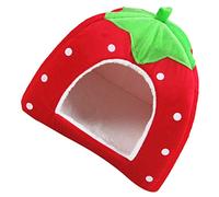 Abaodam Cozy Large Bunny House and Winter Bed Foldable Rabbit Hideout for Hamsters and Small Pets Warm Cotton Fortress in Red for Guinea Pigs Rats and Other Small Animals