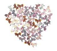 Abaodam Crafting Wooden Buttons 50Pcs Horse-Shaped Painted Smooth Surface for Sewing Cardigans Sweaters Bags